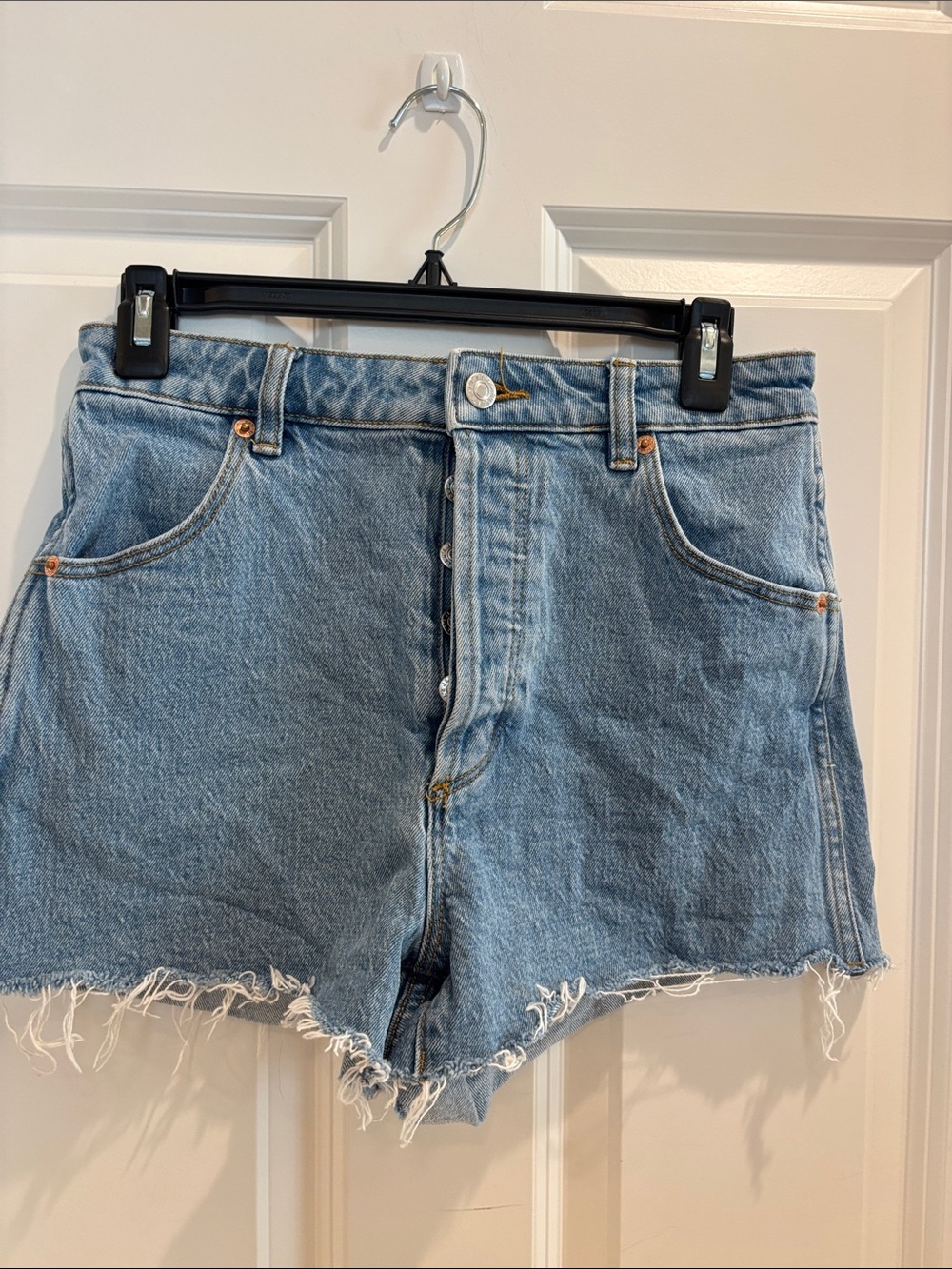 ROLLA'S Light Blue High-Rise Button-Fly Denim Shorts